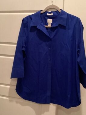 Chico's Button-Front Shirt in Royal Blue